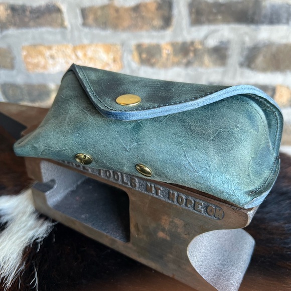 C. F. Stead leather glasses case Blue - Picture 3 of 5